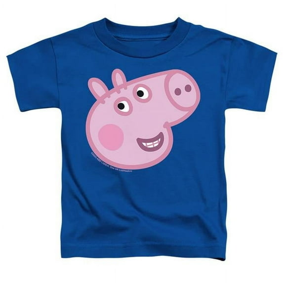Trevco Sportswear HBRO1449-TT-2 Peppa Pig George Pig Face Toddler Short Sleeve T-Shirt, Royal - Medium 3T