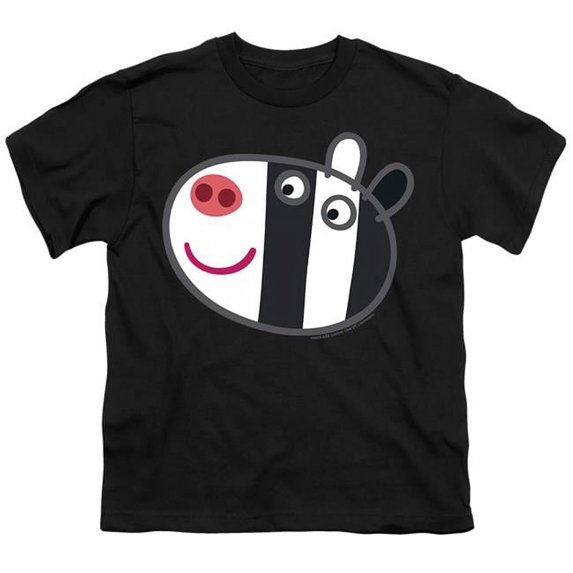 Trevco Sportswear HBRO1457-YT-2 Peppa Pig Zoe Zebra Face Youth Short Sleeve T-Shirt, Black - Medium