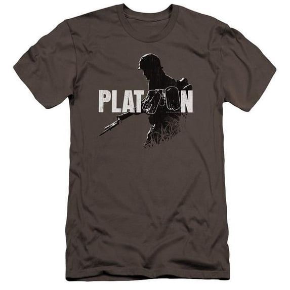 Trevco Sportswear MGM338-PSF-2 Platoon Shadow of War Premium Canvas Adult Slim Fit 30-1 Short Sleeve T-Shirt, Charcoal - Medium