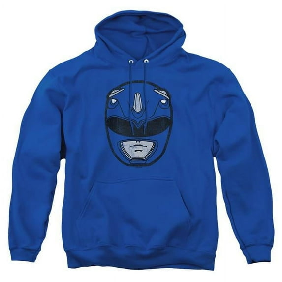 Trevco Sportswear PWR186-AFTH-1 Power Rangers Blue Ranger Mask Adult Pullover Hoodie, Royal - Small