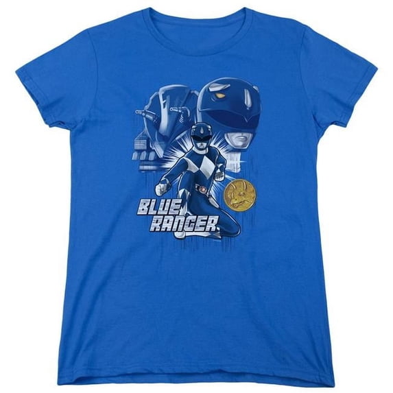 Trevco Sportswear PWR197-WT-3 Power Rangers Blue Ranger Womens Short Sleeve T-Shirt, Royal - Large