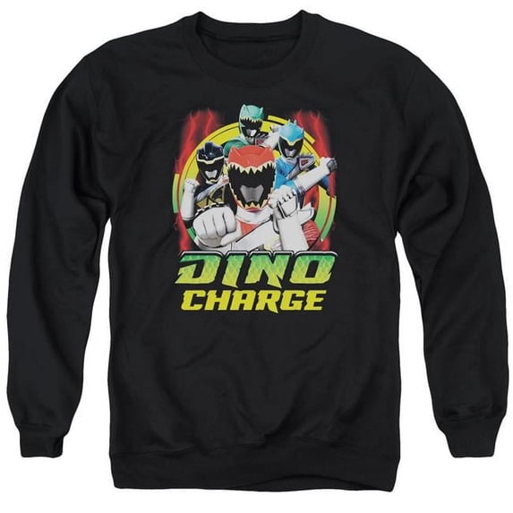 Trevco Sportswear PWR2202-AS-1 Power Rangers Dino Lightning Adult Crewneck Sweatshirt, Black - Small