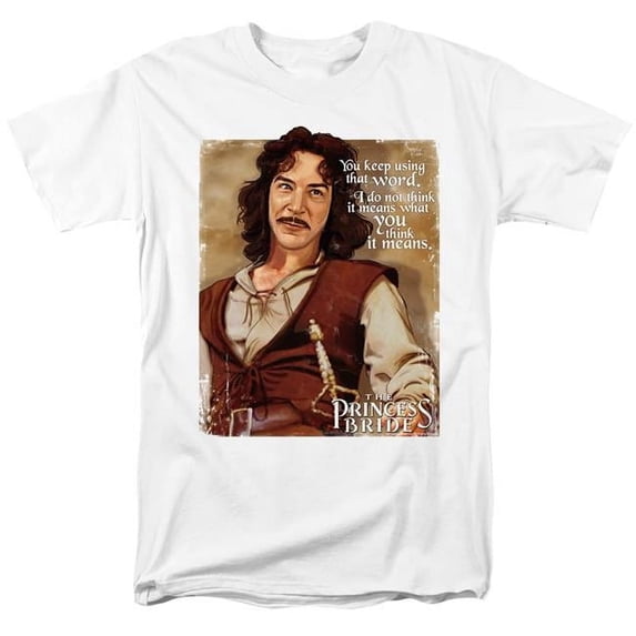 Trevco Sportswear PB159B-AT-8 Princess Bride Word Adult Regular Fit Short Sleeve T-Shirt, White - 5X
