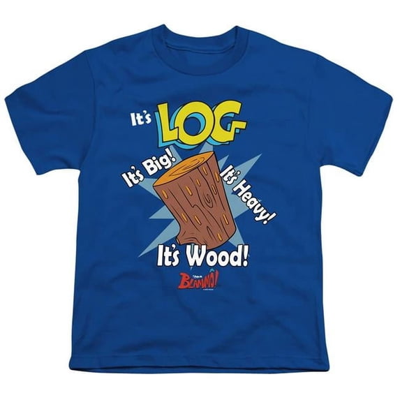 Trevco Sportswear NICK341-YT-1 Ren & Stimpy Its Log Youth Short Sleeve T-Shirt, Royal - Small