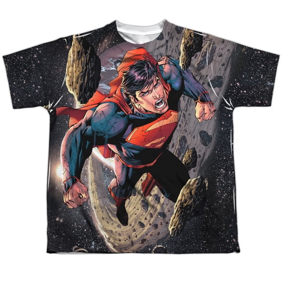 Trevco Sportswear SM2292-YTPP-4 Superman Up Youth Short Sleeve T-Shirt, White - Extra Large