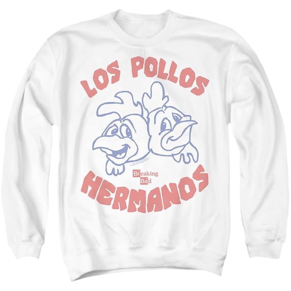 Trevco Sportswear SONYT286-AS-1 Breaking Bad The Los Pollos Adult Crewneck Sweatshirt, White - Small