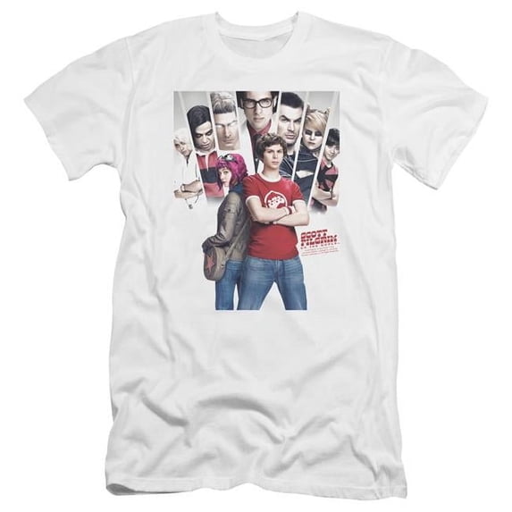 Trevco Sportswear UNI641-PSF-2 Scott Pilgrim Poster Premium Canvas Adult Slim Fit 30-1 Short Sleeve T-Shirt, White - Medium