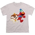 thumbnail image 1 of Trevco Sportswear SST10073-YT-3 Sesame Street Best Friends, Elmo & Tango Winter Fun Youth Short Sleeve T-Shirt, Silver - Large, 1 of 1