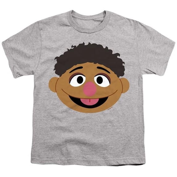 Trevco Sportswear SST704-YT-3 Sesame Street Tamir Face Youth Short Sleeve T-Shirt, Athletic Heather - Large