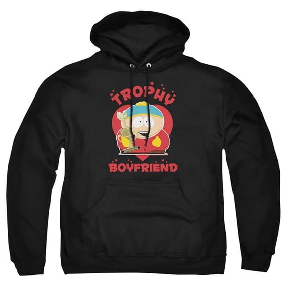Trevco Sportswear STHPK10013VAL-AFTH-4 South Park Valentines Day Cartman Trophy Boyfriend Adult Pullover Hoodie, Black - Extra Large