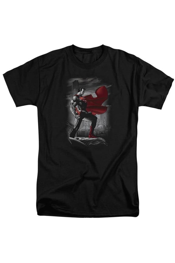 Sportswear SM1850-ATT-6 Superman Metropolis Guardian Adult Tall Fit Short Sleeve T-Shirt, Black - 3X