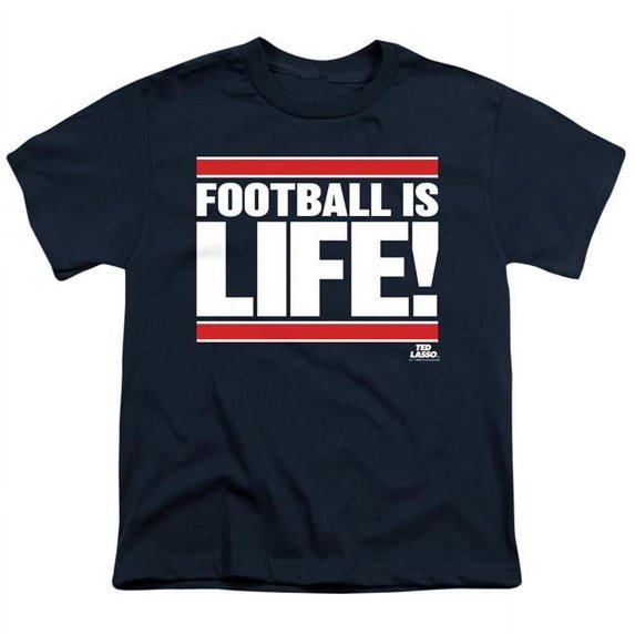 Trevco Sportswear WBT1280-YT-3 Ted Lasso Football Is Life Youth Short Sleeve T-Shirt, Navy - Large