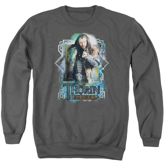 Trevco Sportswear HOB1003-AS-5 The Hobbit Thorin Oakenshield Adult Crewneck Sweatshirt, Charcoal - 2X