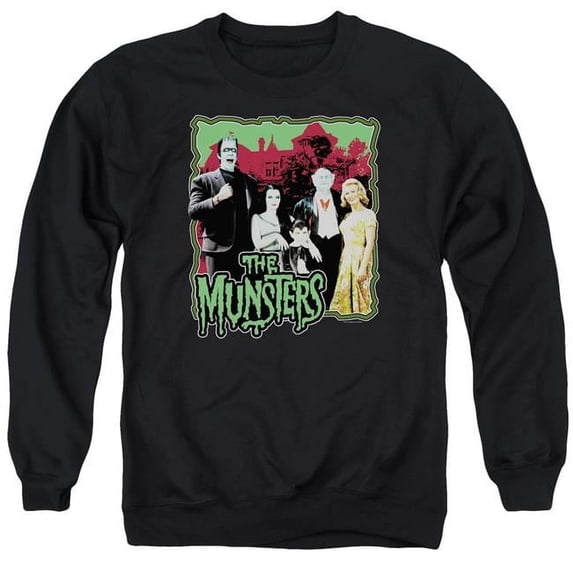 Trevco Sportswear NBC179-AS-3 The Munsters Normal Family Adult Crewneck Sweatshirt, Black - Large