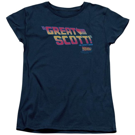 Trevco Sportswear UNI277-WT-4 Back to the Future Great Scott Womens Short Sleeve T-Shirt, Navy - Extra Large