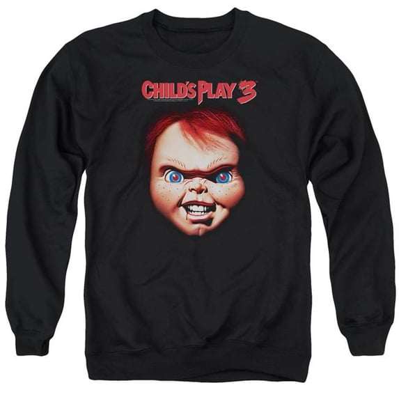 Trevco Sportswear UNI322-AS-5 Childs Play 3 Chucky Adult Crewneck Sweatshirt, Black - 2X