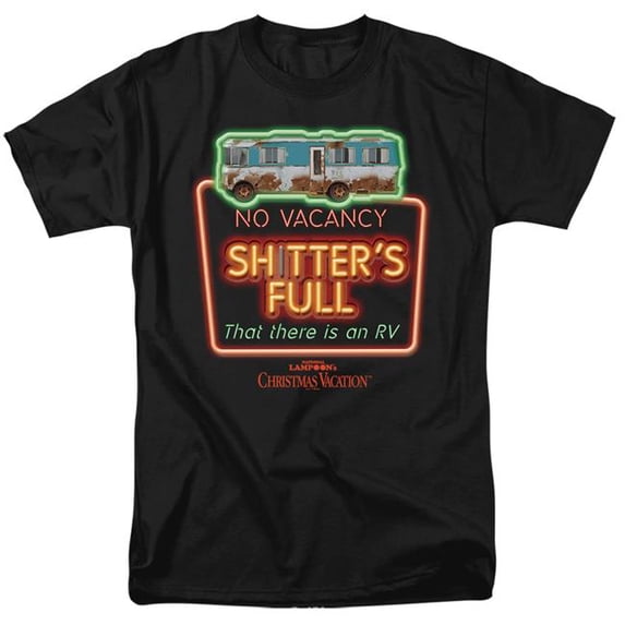 Trevco Sportswear WBM1355-AT-8 Christmas Vacation No Vacancy Shtters Full Adult Regular Fit Short Sleeve T-Shirt, Charcoal - 5X