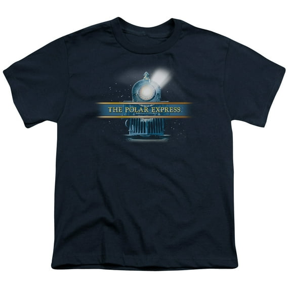 Trevco Sportswear WBM375-YT-1 Polar Express Train Logo Youth Short Sleeve T-Shirt, Navy - Small
