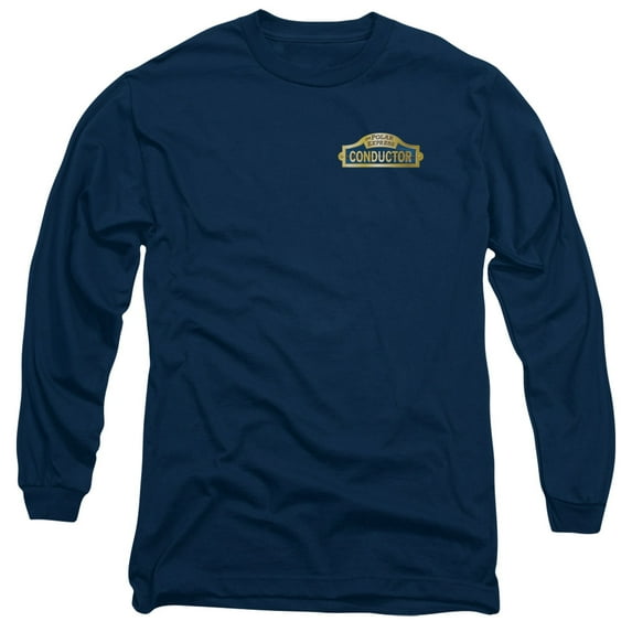 Trevco Sportswear WBM376-AL-5 Polar Express Conductor Adult Long Sleeve T-Shirt, Navy - 2X