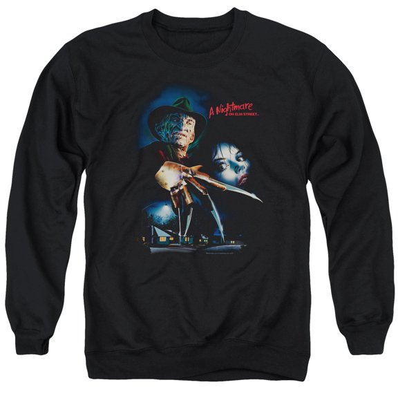 Trevco Sportswear WBM618-AS-3 Nightmare on Elm Street Elm Street Poster Adult Crewneck Sweatshirt, Black - Large