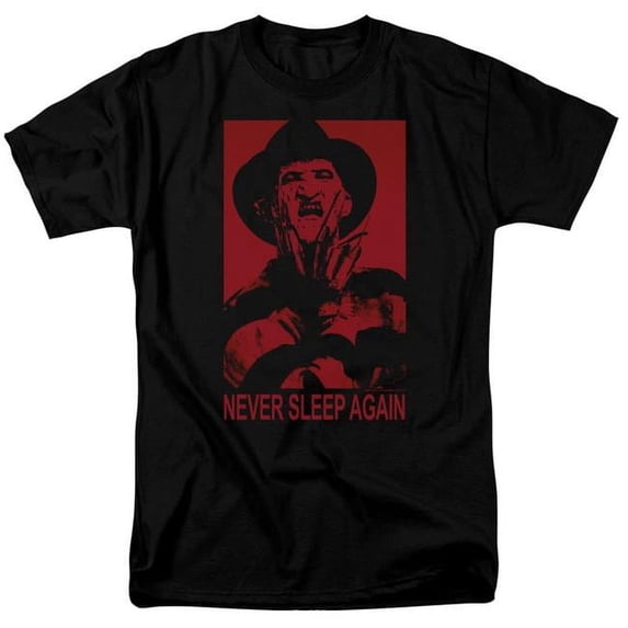 Trevco Sportswear WBM695-AT-6 Nightmare On Elm Street Never Sleep Again Adult Regular Fit Short Sleeve T-Shirt, Black - 3X