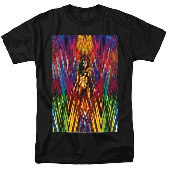 Trevco Sportswear WWM159-AT-5 Wonder Woman 84 & WW84 Poster Adult Regular Fit Short Sleeve T-Shirt, Black - 2X