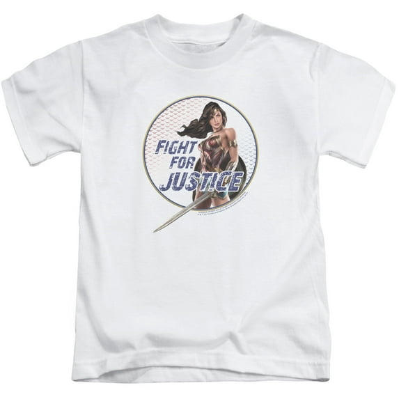 Trevco Sportswear WWM102-KT-3 Wonder Woman Movie Fight for Justice Youth Short Sleeve T-Shirt, White - Small
