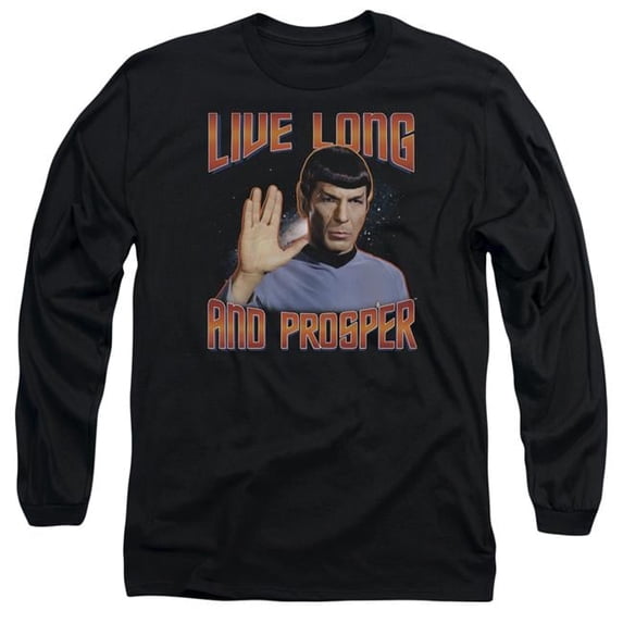 Trevco CBS114-AL-6 St Original - Live Long & Prosper Adult 18-1 Long Sleeve T-Shirt, Black - 3X