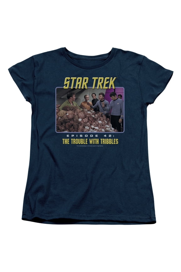 St-Original-The Trouble With Tribbles - Short Sleeve Womens Tee - Navy- Large