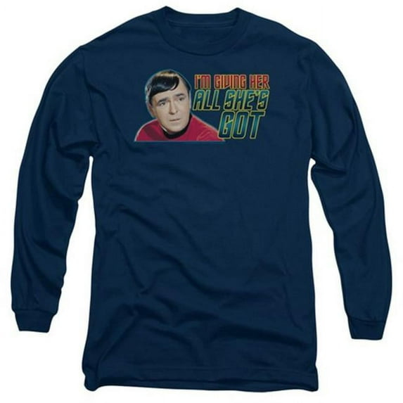 Trevco Star Trek-All Shes Got - Long Sleeve Adult 18-1 Tee - Navy- Medium