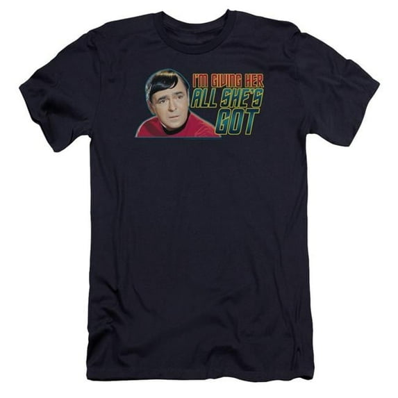 Trevco CBS192-PSF-5 Star Trek & All Shes Got Premium Canvas Adult Cotton Slim Fit 30-1 T-Shirt, Navy - 2X