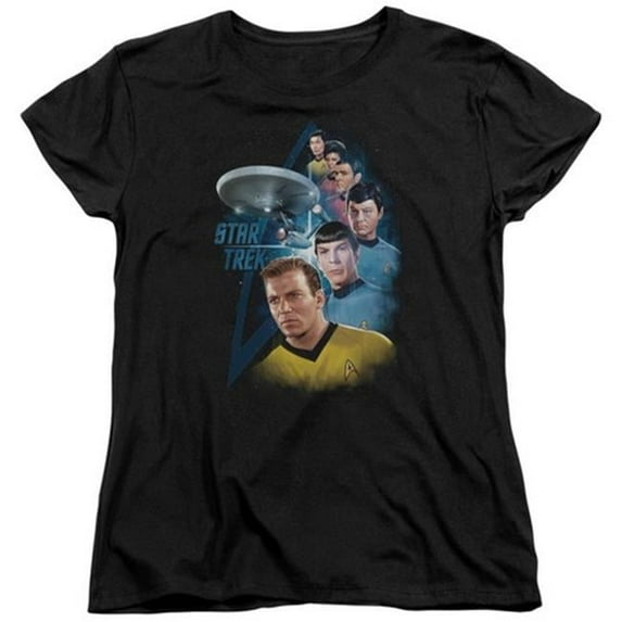 Trevco Star Trek-Among The Stars - Short Sleeve Womens Tee - Black- Extra Large
