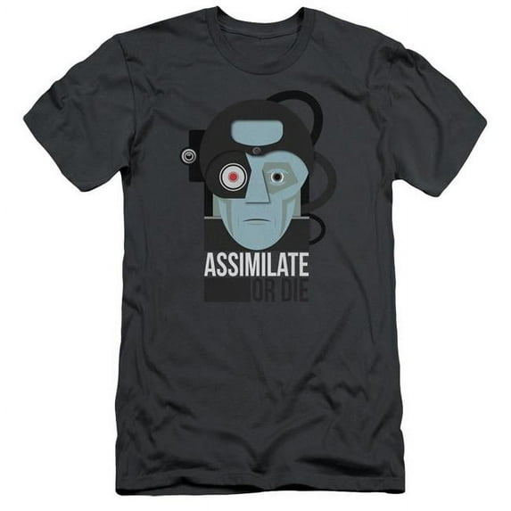 Trevco Star Trek & Assismilate or Die Short Sleeve Cotton Adult Slim Fit 30-1 T-Shirt, Charcoal - Large