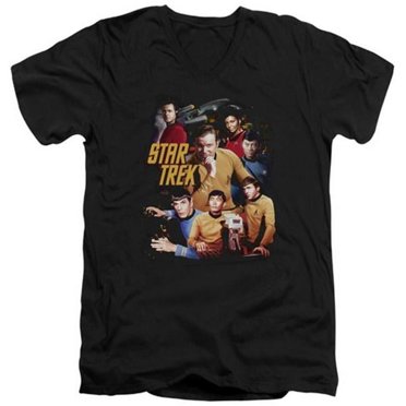Trevco Star Trek-At The Controls - Short Sleeve Adult 30-1 Tee - Black- 2X