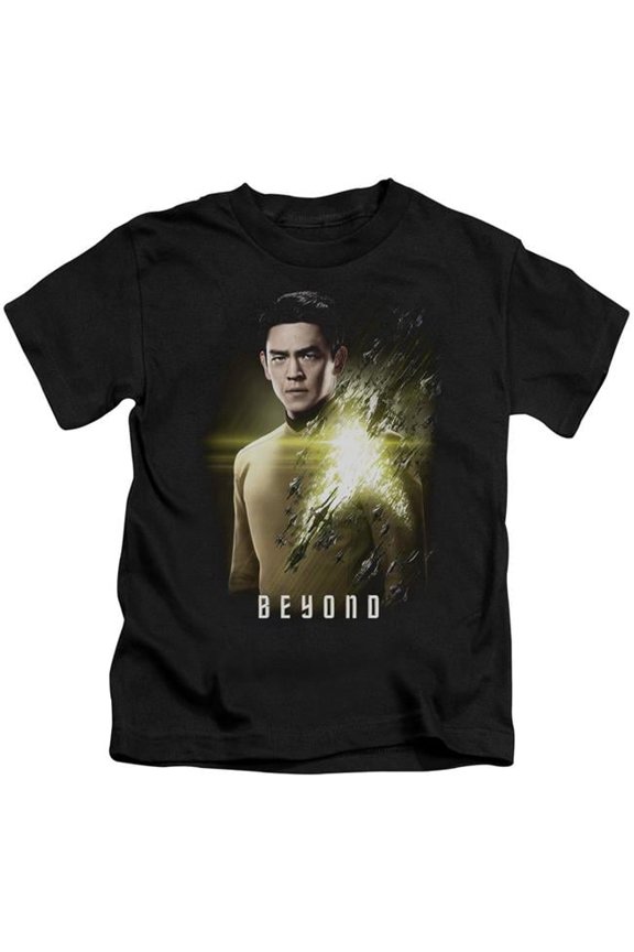Star Trek Beyond & Sulu Poster Short Sleeve Juvenile Cotton 18-1 T-Shirt, Black - Medium - 5-6