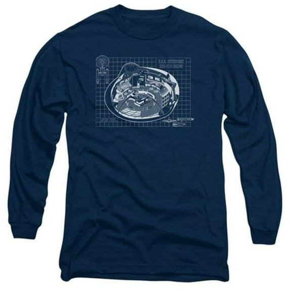 Trevco Star Trek-Bridge Prints - Long Sleeve Adult 18-1 Tee - Navy- Extra Large