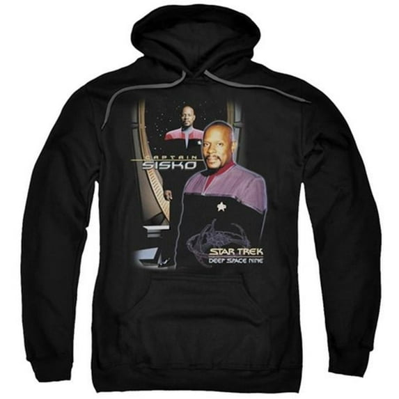 Trevco Star Trek-Captain Sisko - Adult Pull-Over Hoodie - Black- 3X