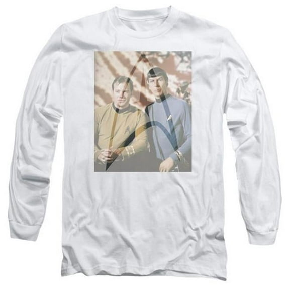 Trevco Star Trek-Classic Duo - Long Sleeve Adult 18-1 Tee - White- Large
