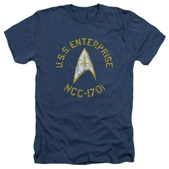 Trevco Star Trek-Collegiate - Adult Heather Tee - Navy- Small