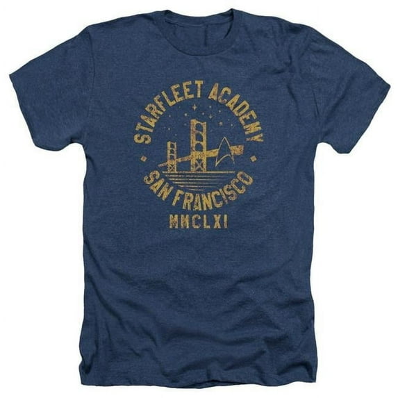 Trevco Star Trek & Collegiate Bridge Adult Regular Fit Heather Short Sleeve T-Shirt - Navy - Extra Large