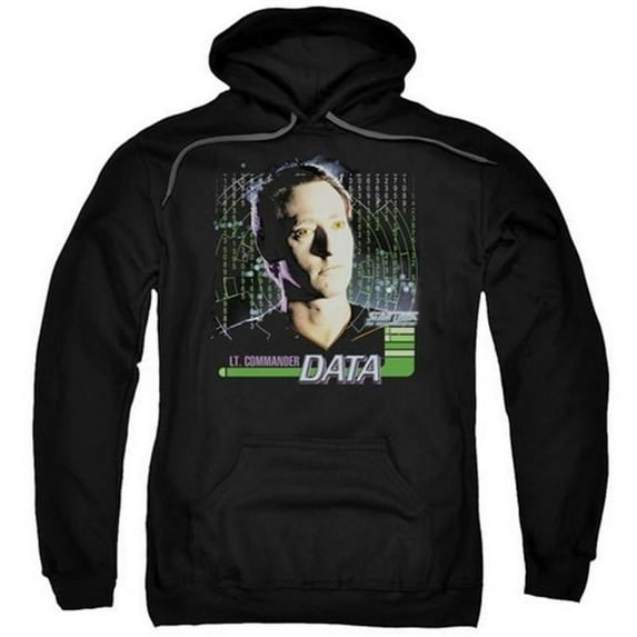 Trevco Star Trek-Data - Adult Pull-Over Hoodie - Black- Small