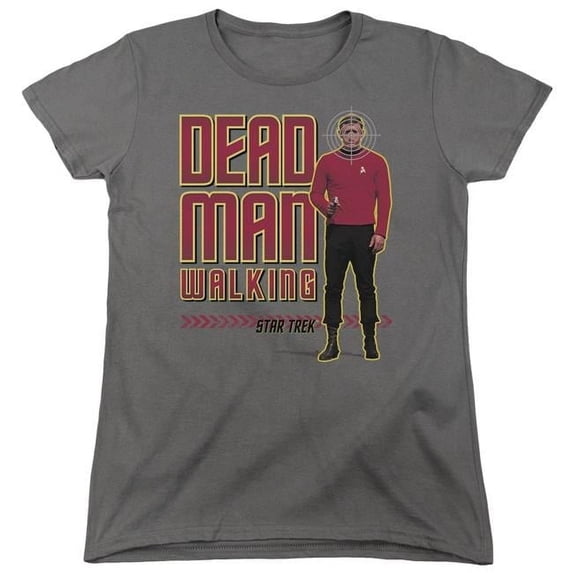 Trevco CBS519-WT-4 Star Trek & Dead Man Walking Short Sleeve Cotton Women T-Shirt, Charcoal - Extra Large