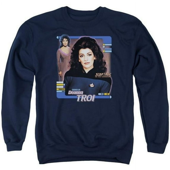 Trevco CBS582-AS-4 Star Trek & Deanna Troi Adult Cotton & Polyster Crewneck Sweatshirt, Navy - Extra Large