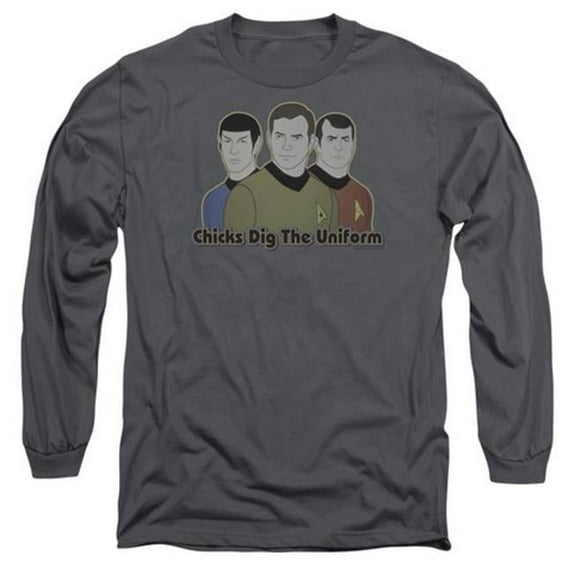 Trevco Star Trek-Dig It - Long Sleeve Adult 18-1 Tee - Charcoal- 2X