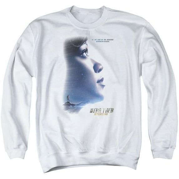 Trevco Star Trek Discovery & Discovery Begins Long Sleeve Adult Crewneck Sweatshirt, White - Large