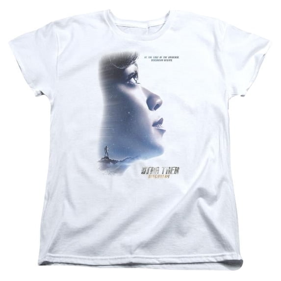 Trevco CBS2282-WT-1 Star Trek Discovery & Discovery Begins Womens Short Sleeve T-Shirt, White - Small