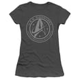 thumbnail image 1 of Trevco  Star Trek Discovery & Discovery Crest-Short Sleeve Junior Sheer T-Shirt - Charcoal - Extra Large, 1 of 1