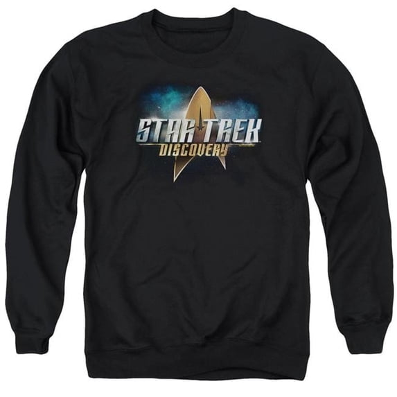 Trevco CBS1906-AS-5 Star Trek Discovery & Discovery Logo Adult Cotton & Polyster Crewneck Sweatshirt, Black - 2X