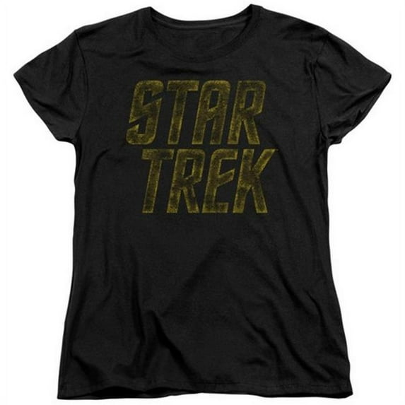 Trevco Star Trek-Distressed Logo - Short Sleeve Womens Tee - Black- 2X