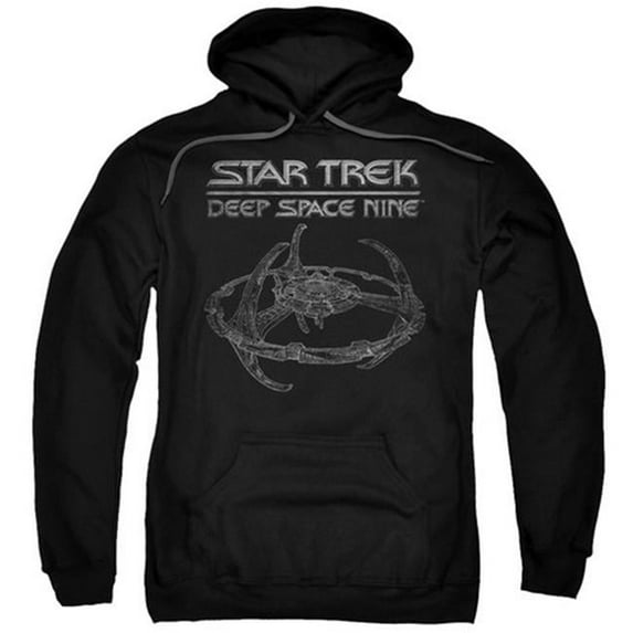 Trevco Star Trek-Ds9 Station - Adult Pull-Over Hoodie - Black- 2X